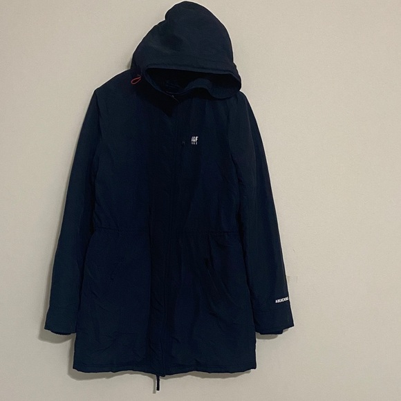 A&F Abercrombie Parka coat jacket Women L Navy Hooded Full Zip comfy outdoor - Picture 1 of 10